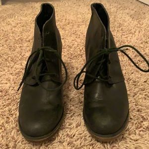 Black lace up wedges